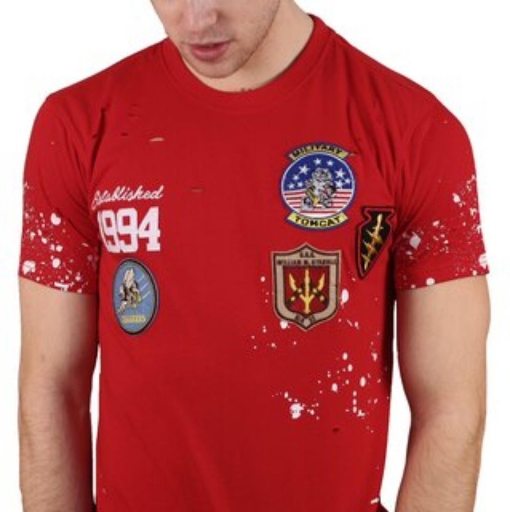 Bleeker & Mercer men's patch distressed t-shirt